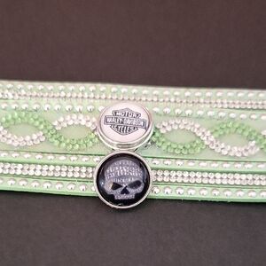 #F Harley-Davidson Green Bracelet with Silver Accents With 2 Snaps